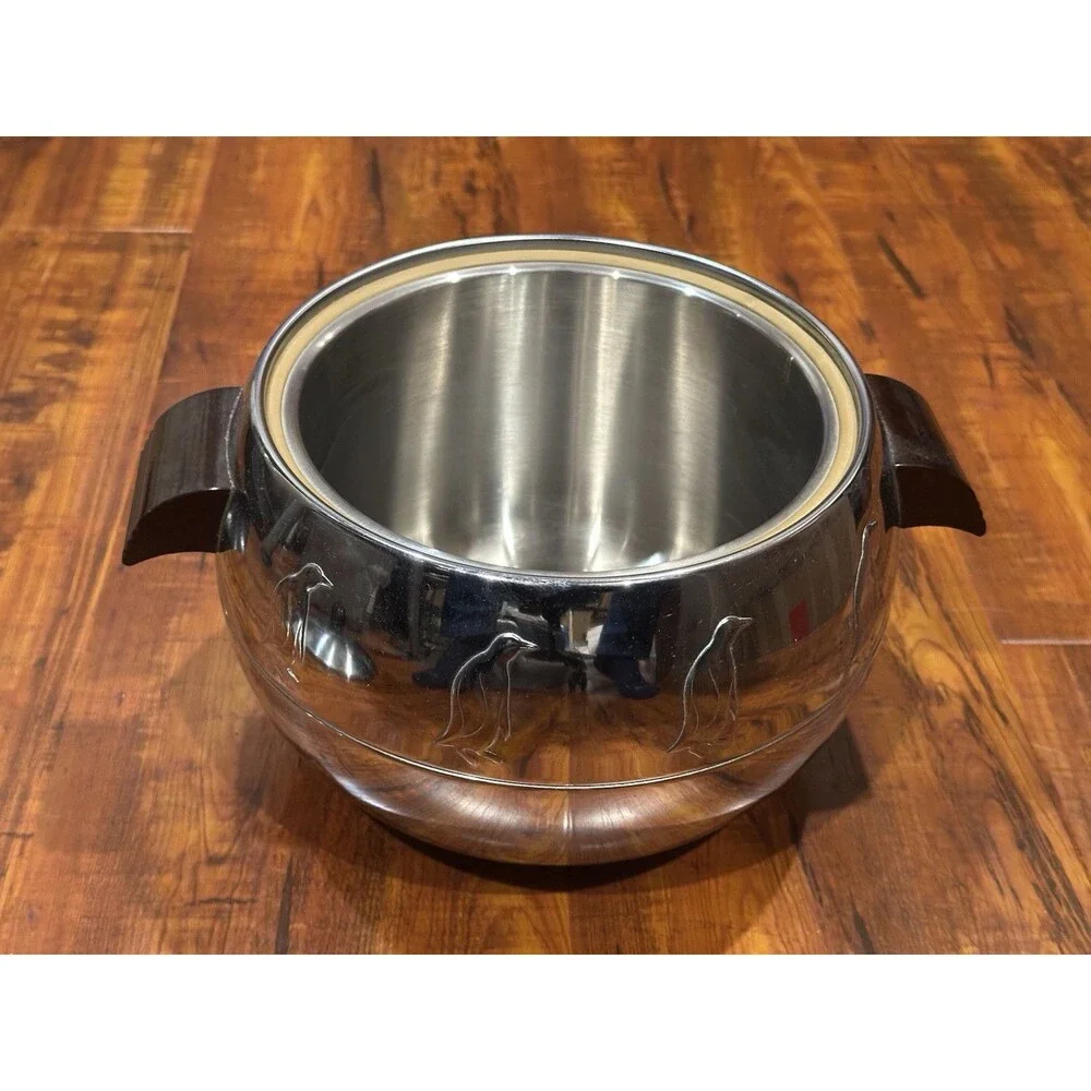 MCM West Bend PENGUIN Ice Bucket Hot & Cold Server with Lid Bakelite Handles EUC